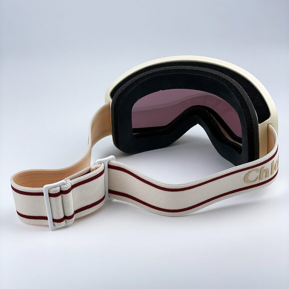 NEW Chloe CH0072S 001 White Beige Violet Mirror Zeiss Ski Mask Women Sunglasses - Picture 9 of 16